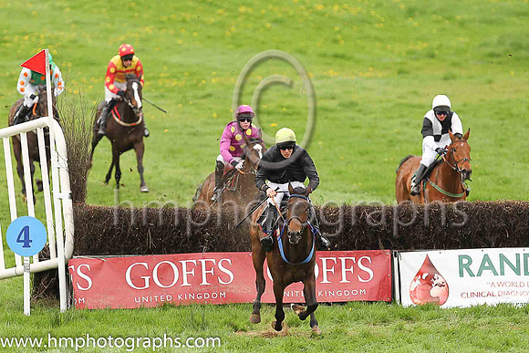 01st NOT MANY LEFT and B O'Neill ( 11 , BLACK; green cap ) Trainer: Colin Bowe,, Owner : Partnership Milestone Racing