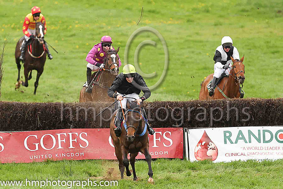 01st NOT MANY LEFT and B O'Neill ( 11 , BLACK; green cap ) Trainer: Colin Bowe,, Owner : Partnership Milestone Racing