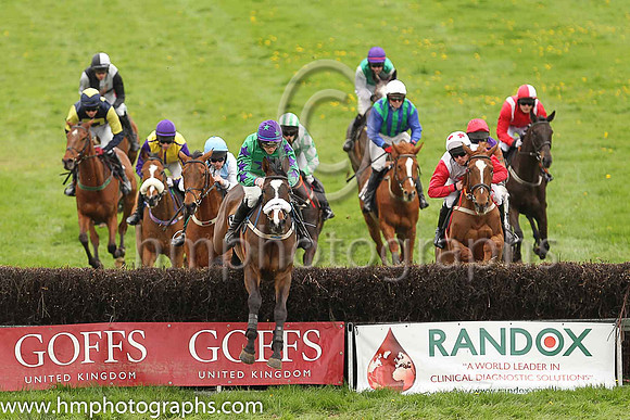 LARGY LEGS and B G Crawford ( 5 , EMERALD GREEN,purple star; emerald green sleeves,purple stars; purple cap,emerald green stars ) Trainer: S.R.B. Crawford,, Owner : Martin McGroggan Raymond Scullion
