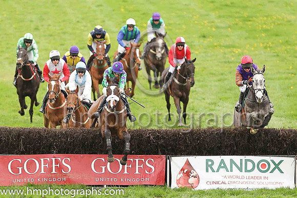 RIZZARDO (GB) and N McParlan ( 16 ,Antrim (H) - VIOLET; royal stewart tartan sleeves; red cap ) Trainer: I. R. Ferguson , Owner : Jean L. Wilson