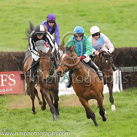 CEE JAY MCBRIDE and J Cresswell ( 3 , EMERALD GREEN  ROYAL BLUE STRIPES; emerald green sleeves; emerald green  royal blue qtd cap ) Trainer: Cathy Hanna , Owner : Samuel Hanna