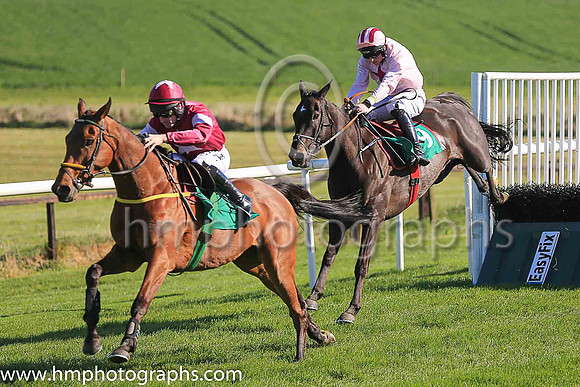 01st Westland Row and Mr J J Codd ( 9 , pink, maroon star ) Trainer - G Elliott , Owner - Mrs Caren Walsh  John F Doyle