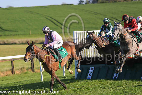 01st Fly Rory Fly and S W Flanagan ( 3 , pink, black chevron ) Trainer - N Meade , Owner - Eamon McElroy  Mrs Paul Shanahan  Mrs John Magnier