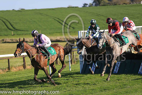 01st Fly Rory Fly and S W Flanagan ( 3 , pink, black chevron ) Trainer - N Meade , Owner - Eamon McElroy  Mrs Paul Shanahan  Mrs John Magnier