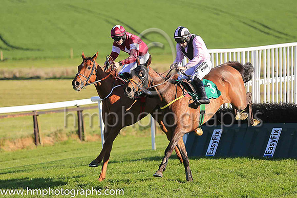 01st Fly Rory Fly and S W Flanagan ( 3 , pink, black chevron ) Trainer - N Meade , Owner - Eamon McElroy  Mrs Paul Shanahan  Mrs John Magnier