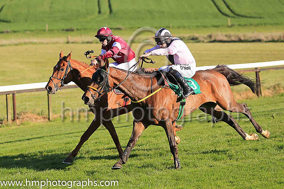 01st Fly Rory Fly and S W Flanagan ( 3 , pink, black chevron ) Trainer - N Meade , Owner - Eamon McElroy  Mrs Paul Shanahan  Mrs John Magnier