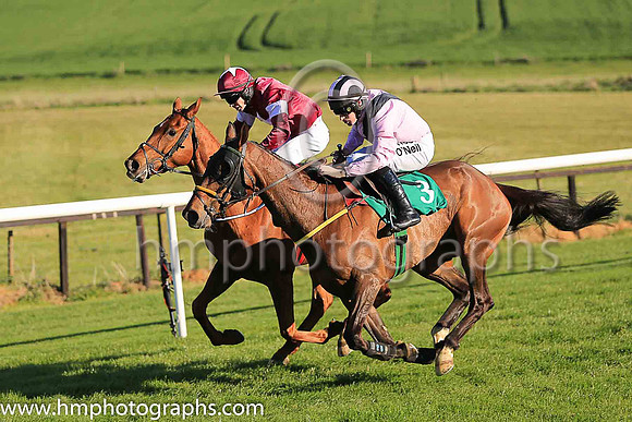 01st Fly Rory Fly and S W Flanagan ( 3 , pink, black chevron ) Trainer - N Meade , Owner - Eamon McElroy  Mrs Paul Shanahan  Mrs John Magnier