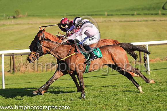 01st Fly Rory Fly and S W Flanagan ( 3 , pink, black chevron ) Trainer - N Meade , Owner - Eamon McElroy  Mrs Paul Shanahan  Mrs John Magnier