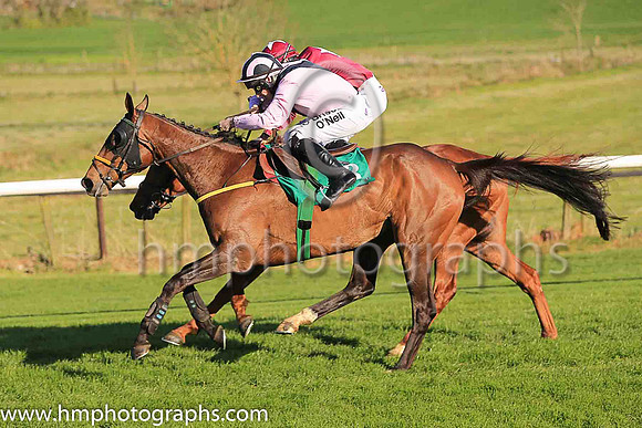 01st Fly Rory Fly and S W Flanagan ( 3 , pink, black chevron ) Trainer - N Meade , Owner - Eamon McElroy  Mrs Paul Shanahan  Mrs John Magnier