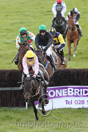 STORM HOME and M J O'Hare ( 11 , PINK  YELLOW CHECK; pink sleeves; yellow cap ) Trainer: Warren Ewing,, Owner : Warren Ewing