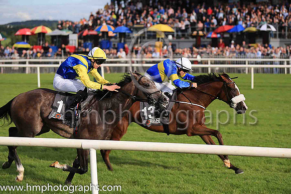 1st Lisard Lady and W M Lordan ( 13 , royal blue, yellow hoop ) Trainer - T Cooper , Owner - Thomas Cooper