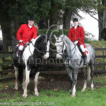 Huntsman Robbie Hodge (left) and David Gilmore Jnr at Easat Antrim Point to Point at Loughanmore