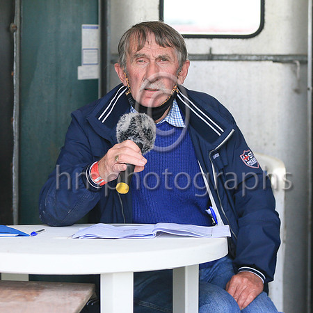 Announcer Michael Carey working form a horse box at Kirkistown Point to Point on 29/5/21