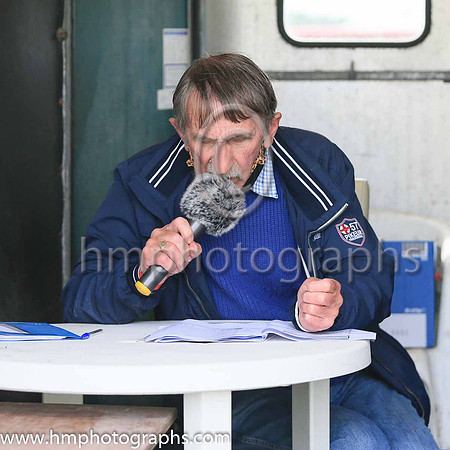 Announcer Michael Carey at his post at Kirkistown Point to Point on 29/5/21