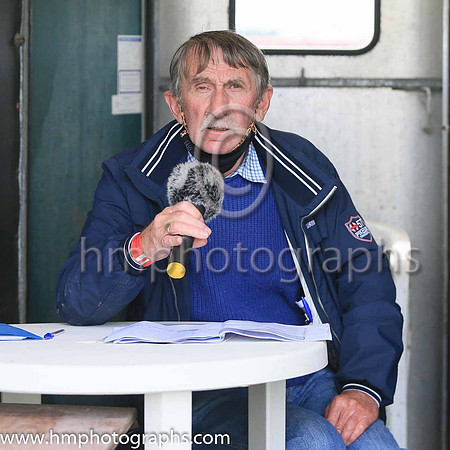 Announcer Michael Carey working form a horse box at Kirkistown Point to Point on 29/5/21