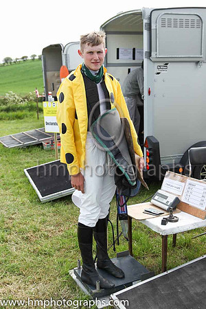 Rider James Murphy checking his weight after taking part in the Maiden Race for 5 year old and upwards mares at Kirkistown P2P
