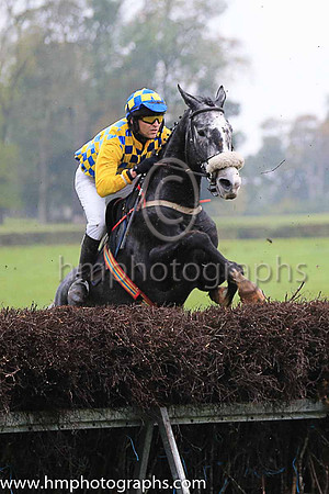 PIGEON BUTLER and N Gault ( 8 , ROYAL BLUE  YELLOW CHECK; yellow sleeves; royal blue  yellow check cap ) Trainer: Harry Smyth,, Owner : Harry Smyth