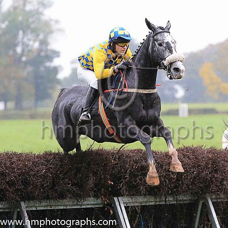PIGEON BUTLER and N Gault ( 8 , ROYAL BLUE  YELLOW CHECK; yellow sleeves; royal blue  yellow check cap ) Trainer: Harry Smyth,, Owner : Harry Smyth