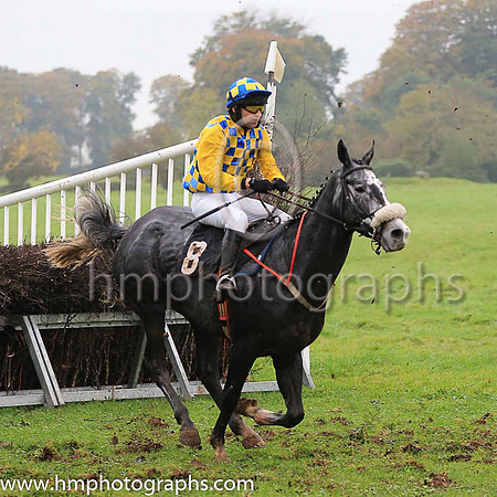 PIGEON BUTLER and N Gault ( 8 , ROYAL BLUE  YELLOW CHECK; yellow sleeves; royal blue  yellow check cap ) Trainer: Harry Smyth,, Owner : Harry Smyth