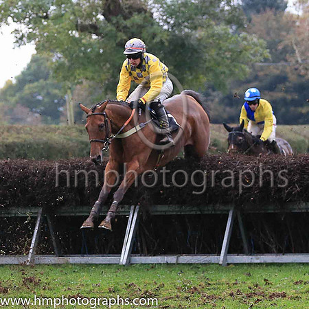JUST FOR GERRY and A J Fox ( 3 , YELLOW  GREY CHECK; yellow sleeves; grey cap ) Trainer: Barbara E. Hanna , Owner : Syndicate Just For Gerry
