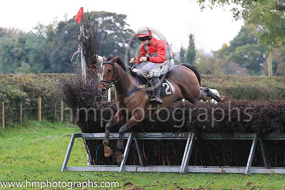 BALLYHOWNE and B O'Neill ( 2 , RED  SILVER QTD; red sleeves; red  silver qtd cap ) Trainer: S.R.B. Crawford,, Owner : Billie-Jo Irwin