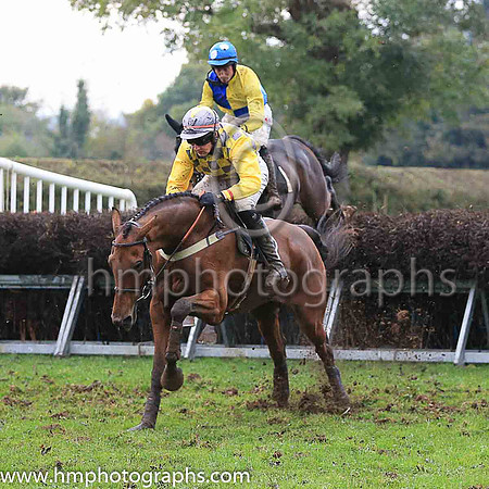 JUST FOR GERRY and A J Fox ( 3 , YELLOW  GREY CHECK; yellow sleeves; grey cap ) Trainer: Barbara E. Hanna , Owner : Syndicate Just For Gerry
