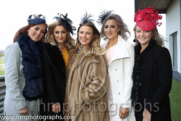 Reah Magee, Zara Price , Tori Dixon, Ashleen Heany and Tori Mills on a day out at the races at Down Royal