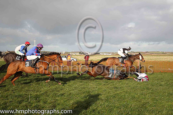 COSMIC FLIGHT and B G Crawford ( 4 , MAROON,white chevron; dark blue  white striped sleeves; maroon  dark blue striped cap ) Trainer: S.R.B. Crawford , Owner : Patricia Duffin