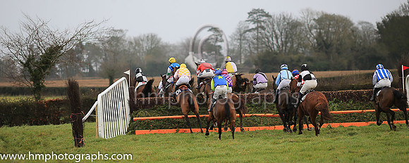Riders and horses in the Dennison Commercials Maiden Race for 4-Y-O at Iveagh P2P