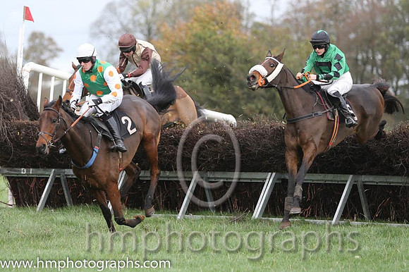 01 Mr Mountain and B O'Neill - - 01st (2 ,emerald green, orange spots ) Trainer - Donnchadh Doyle  04 Vicsaflia and Miss R Blackmore - - 04th (8 ,emerald green, black hollow box ) Trainer - Dermot McL