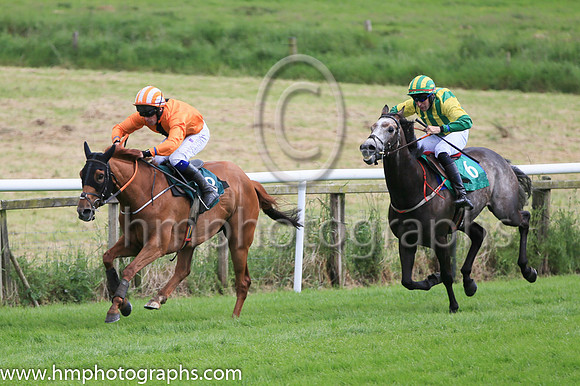03rd Darkest Hourts (6 ,emerald green and yellow stripes ) Jockey: A M King(7) ,Trainer: Mark Michael McNiff
