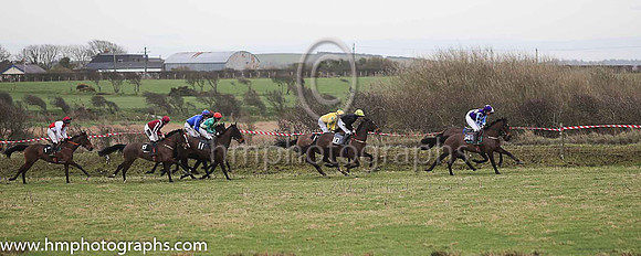 03rd ITS ALL A LARK and B O'Neill ( 10 , BLACK; green cap ) Trainer: Colin Bowe,, Owner : Partnership Milestone Racing