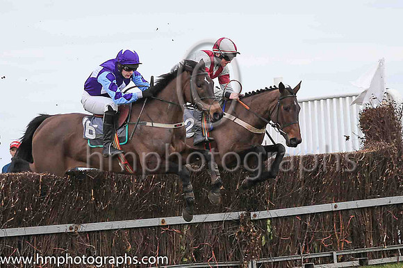 ROSESN'RASPBERRIES and M J O'Hare ( 16 , PURPLE,white triple diamond; light blue,purple diamonds sleeves  purple diamond sleeves; purple cap,white star ) Trainer: J.G. Cosgrave , Owner : Anita Acheson