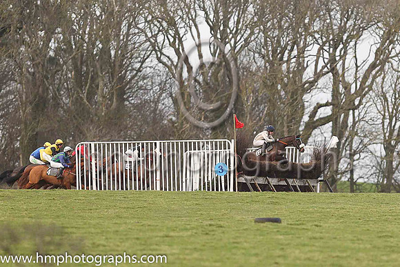 HAPPY LAD and P Bannon ( 8 , GREY,red seams; grey sleeves,red seams; grey cap,red diamonds ) Trainer: Hugh Paul Finegan , Owner : Hugh Paul Finegan