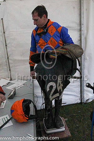 Jamie Codd weoghts in after winning the second race at the East Down P2P at Tyrella