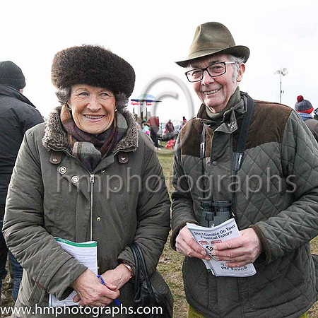 Mrs eveleigh Brownlow and Hugh Ferguson in vonversation at East Down P2P at Tyrella