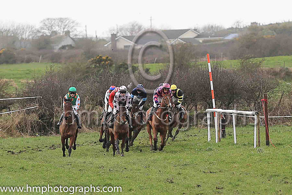 01st HOTEL DU NORD (FR) and R James ( 8 , EMERALD GREEN,orange spots; white sleeves,orange spots; emerald green cap ) Trainer: Sean Thomas Doyle,, Owner : Syndicate Monbeg