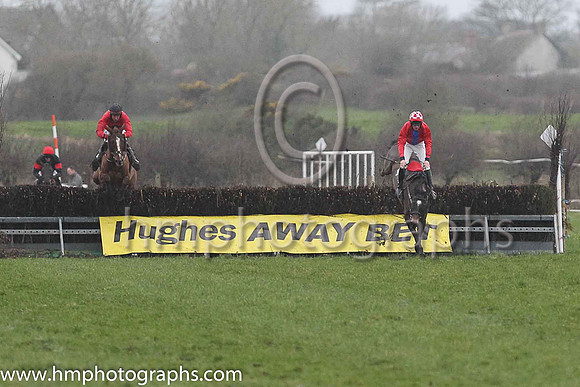 DERRYHALE and R A Devine ( 4 , RED,royal blue panel; red sleeves; red  white check cap ) Trainer: S.R.B. Crawford , Owner : R. McKnight W. Collum