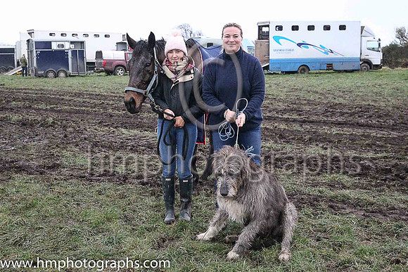 Robyn McCluskey and Bob Owen with Katrina Mackie from Loughanmore , Templepatrick and Martha a 3 year old Irish Wolf Hound at Kirkistown P2P