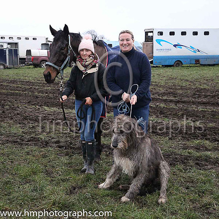 Robyn McCluskey and Bob Owen with Katrina Mackie from Loughanmore , Templepatrick and Martha a 3 year old Irish Wolf Hound at Kirkistown P2P