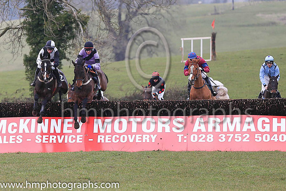 01st Dead Heat between BALLYART and Derek O'Connor ( 2 ,Antrim (H) - BLACK  WHITE QTD; black  white hlvd sleeves; white cap ) and SCHOOL LANE and D G Lavery ( 11 , MAUVE,black sash; mauve sleeves,blac