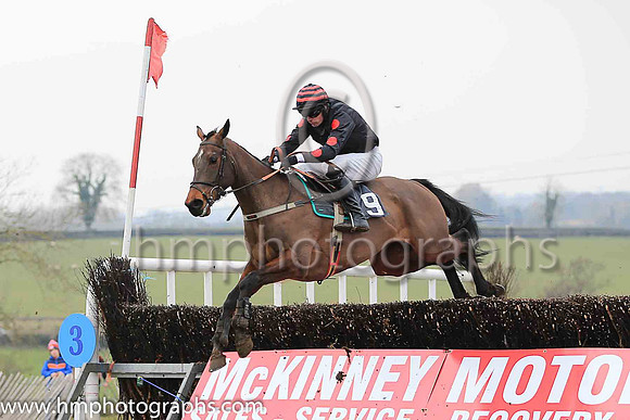 MILL ROAD RIO and M J O'Hare ( 9 , BLACK; black sleeves,red spots; black  red hooped cap ) Trainer: George Stewart , Owner : W. Andrew Cromie