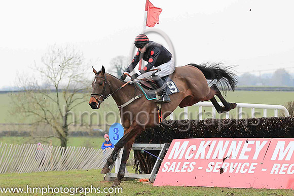 MILL ROAD RIO and M J O'Hare ( 9 , BLACK; black sleeves,red spots; black  red hooped cap ) Trainer: George Stewart , Owner : W. Andrew Cromie