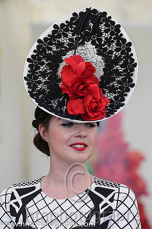 Stacey Caldwell from Banbridge winner of the Most appropriately dressed lady competition at Ladies Day at Downatrick Racecourse sponsored by Downe Travel of Downpatrick. Stacey won a trip to New York.