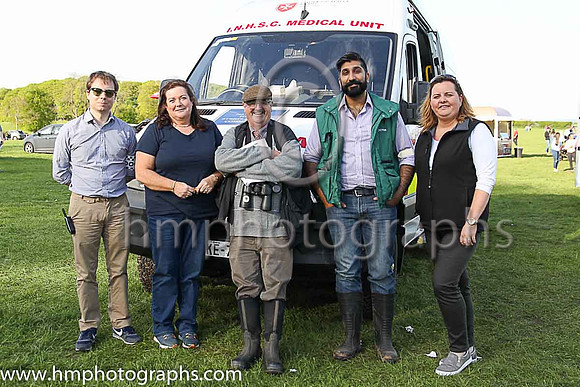 The medical team with Turf Club Official Frankie Firzsimmonsat Mid Antrim Point to Point at Loughanmore ( left to right -Dr Jack Collins, Goretti Donnelly, Frankie Fitzsimons, Dr Anthony Dybal and Bri