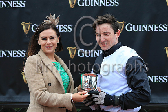 01st Bright Tomorrow and M J Bolger ( 1 , black and white hlvd ) Trainer - Mrs J Harrington , Owner - Michael Buckley.Presentatio by Katie Reid form Guinness