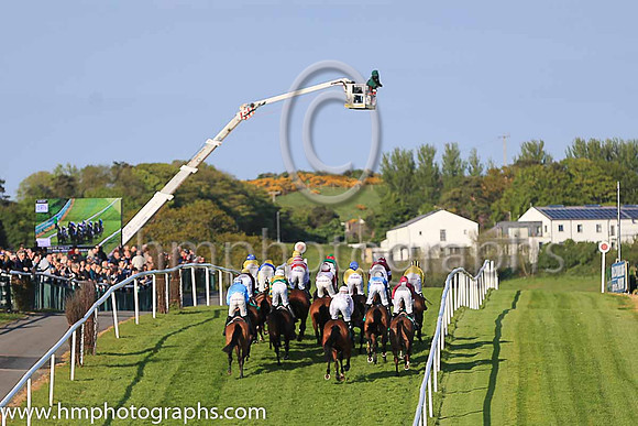 Racing up the hill at Downpatrick Racecourse