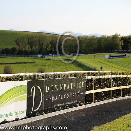 Downpatrick Racecourse with the Mourne Mountain peaks in the background - Slieve Donard on the left