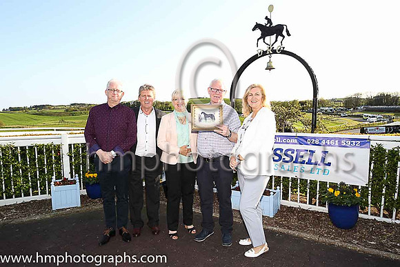 Jackie Gracey, Gerald Gracey, Sara Gracey, John Rodgers and Jeanette Rodgers organisers and sponsors of the Paddy Galbraith Memorial Handicap Hurdle at Downpatrick Racecourse