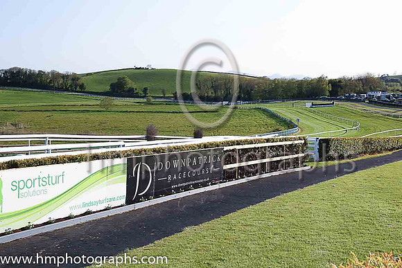 Downpatrick Racecourse with the peaks of the Mourne Mountains in the background